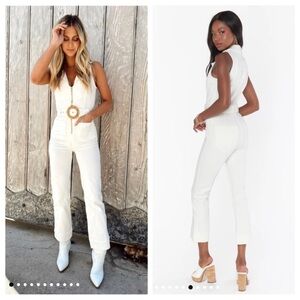 NEW without tags Show Me Your Mumu Jacksonville White Denim Jean Jumpsuit